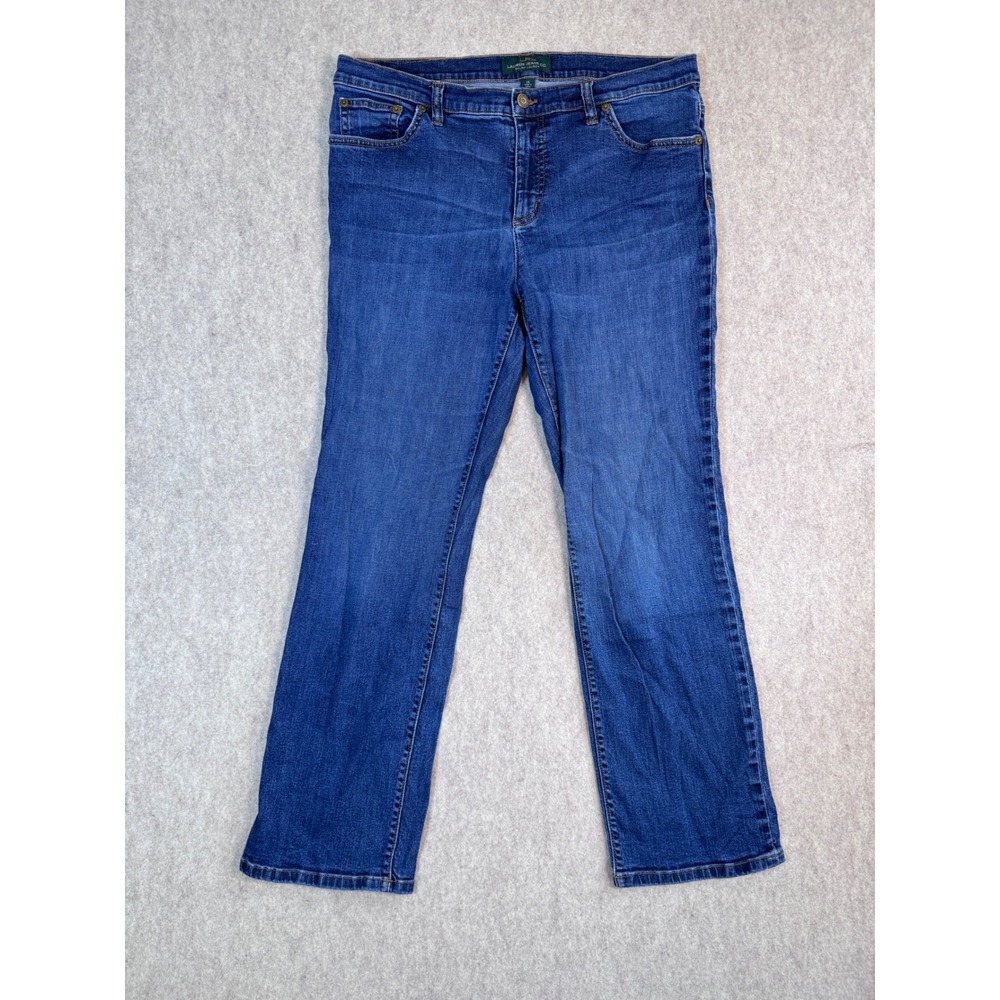 P11. Lauren Ralph Lauren Jeans Co 14 Medium Wash Straight Leg Denim Blue Jeans
